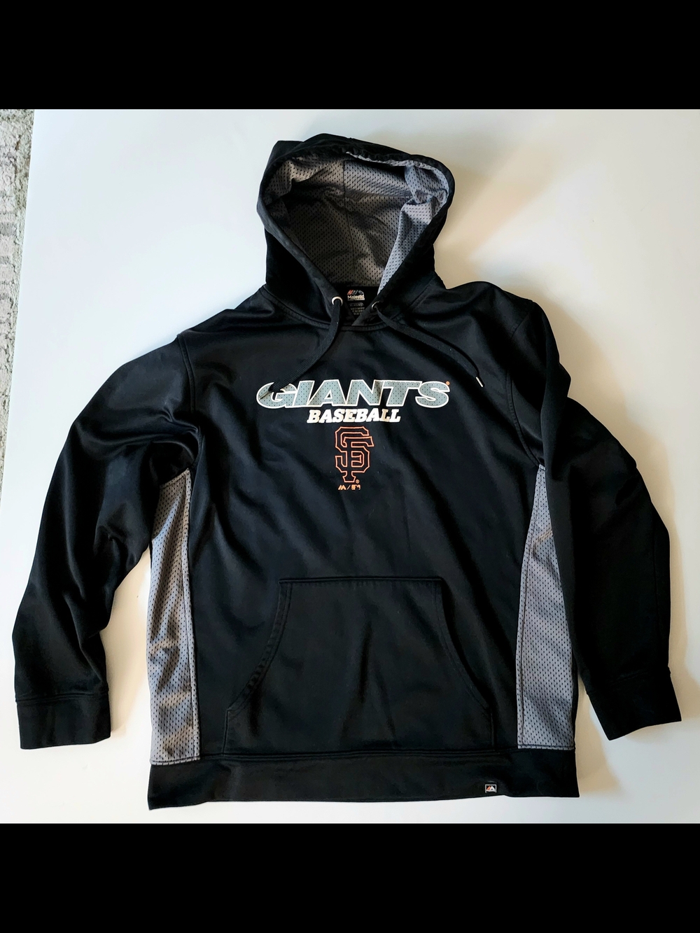 Majestic Authentic San Francisco Giants black pullover hoodie mens size XL